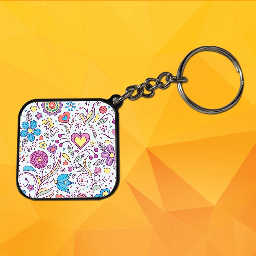 Floral - A Combo Of 4 Black Border Keychains