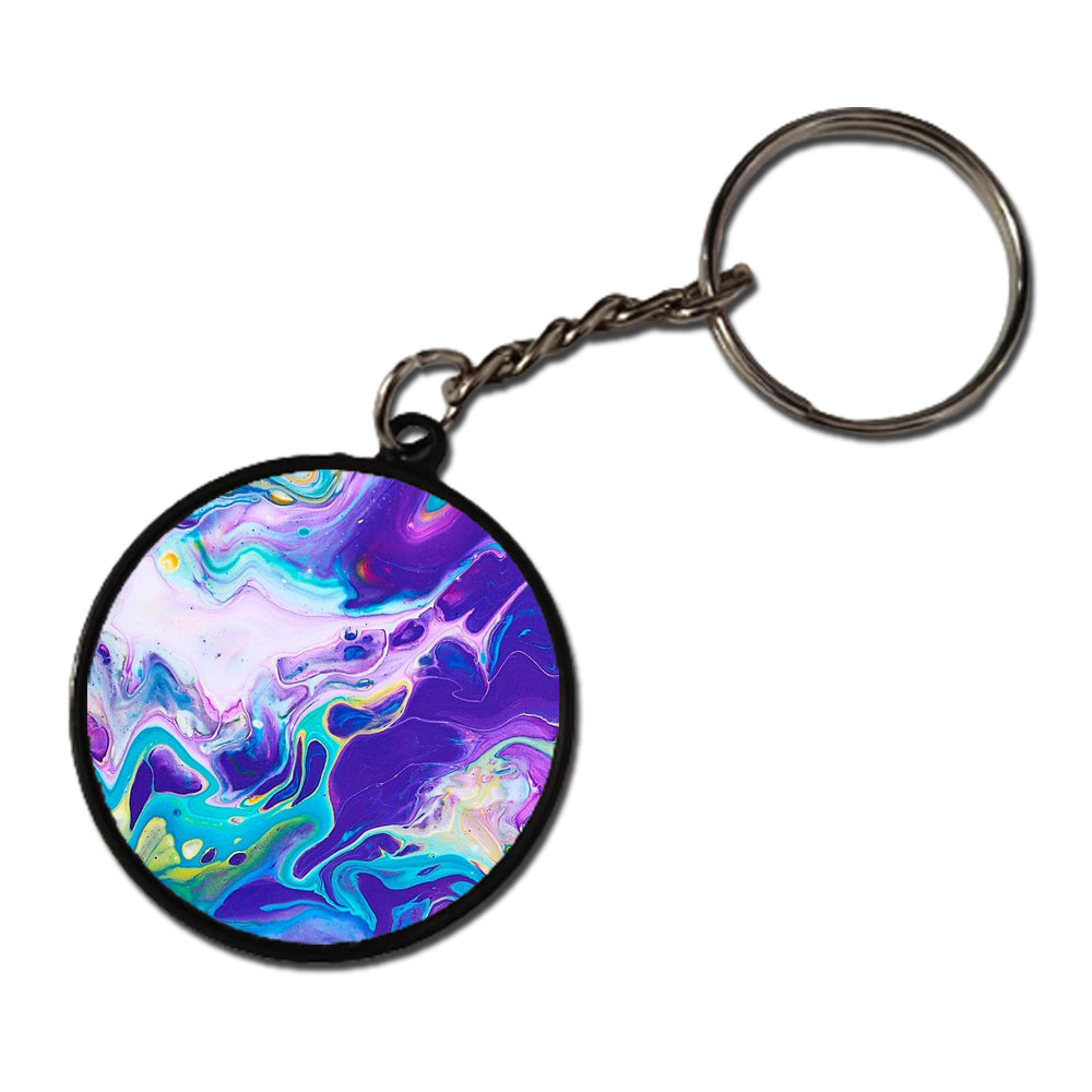 Purple And Blue Swirl - Keychain CIRCLE