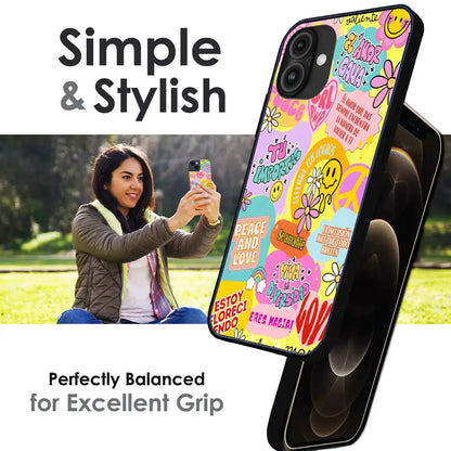 Colorful Amor Positivity Collage - Glossy Metal Silicone Case For Apple iPhone Infographic