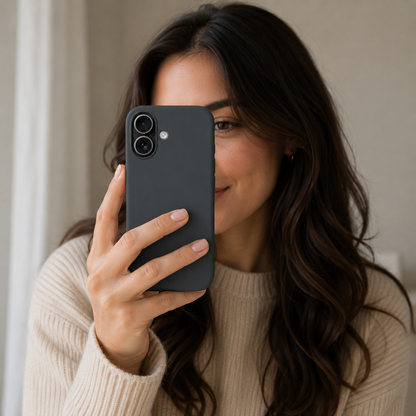 Black Liquid Silicone Case For Apple iPhone Models