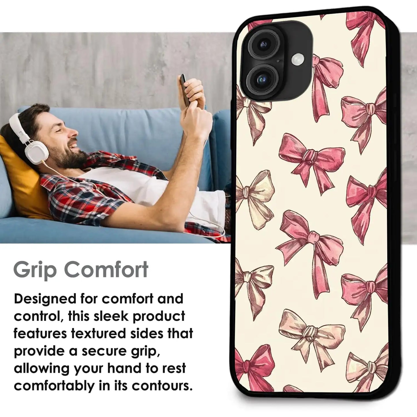 Pastel Pink Bows - Glossy Metal Silicone Case For Apple iPhone Models