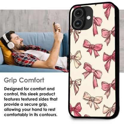 Pastel Pink Bows - Glossy Metal Silicone Case For Apple iPhone Models