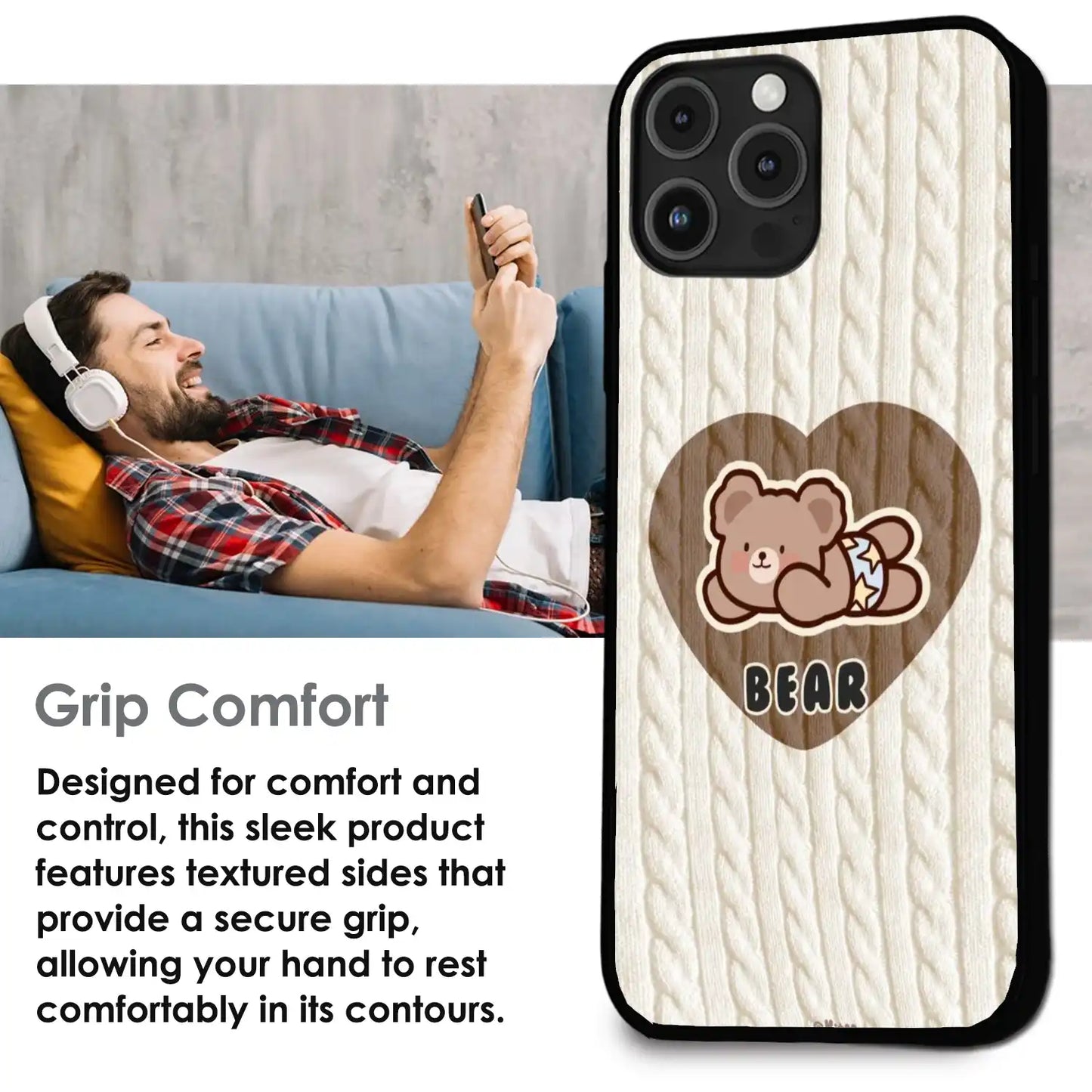 Bear Heart - Glossy Metal Silicone Case For Apple iPhone Infographic