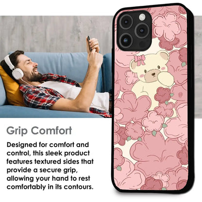 Blush Teddy Floral - Glossy Metal Silicone Case For Apple iPhone Infographic