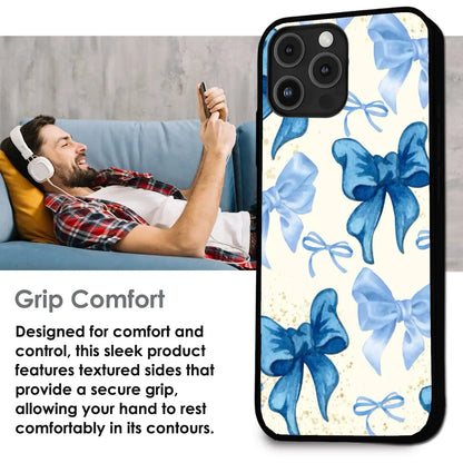 Soft Blue Bowcore - Glossy Metal Silicone Case For Apple iPhone Infographic