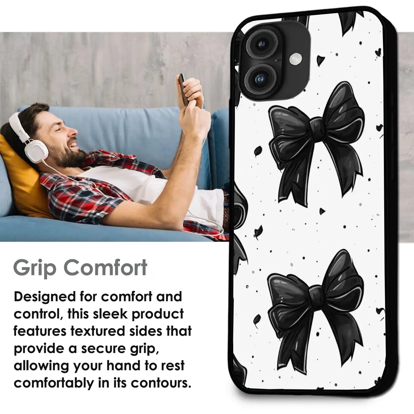 Polka Dot Bows - Glossy Metal Silicone Case For Apple iPhone Models