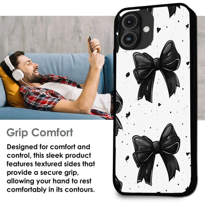 Polka Dot Bows - Glossy Metal Silicone Case For Apple iPhone Models