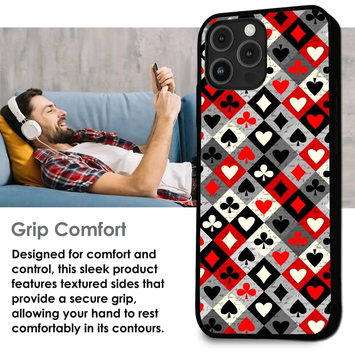 Classic Card Symbols - Glossy Metal Silicone Case For Apple iPhone Infographic