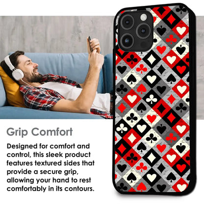 Classic Card Symbols - Glossy Metal Silicone Case For Apple iPhone Infographic