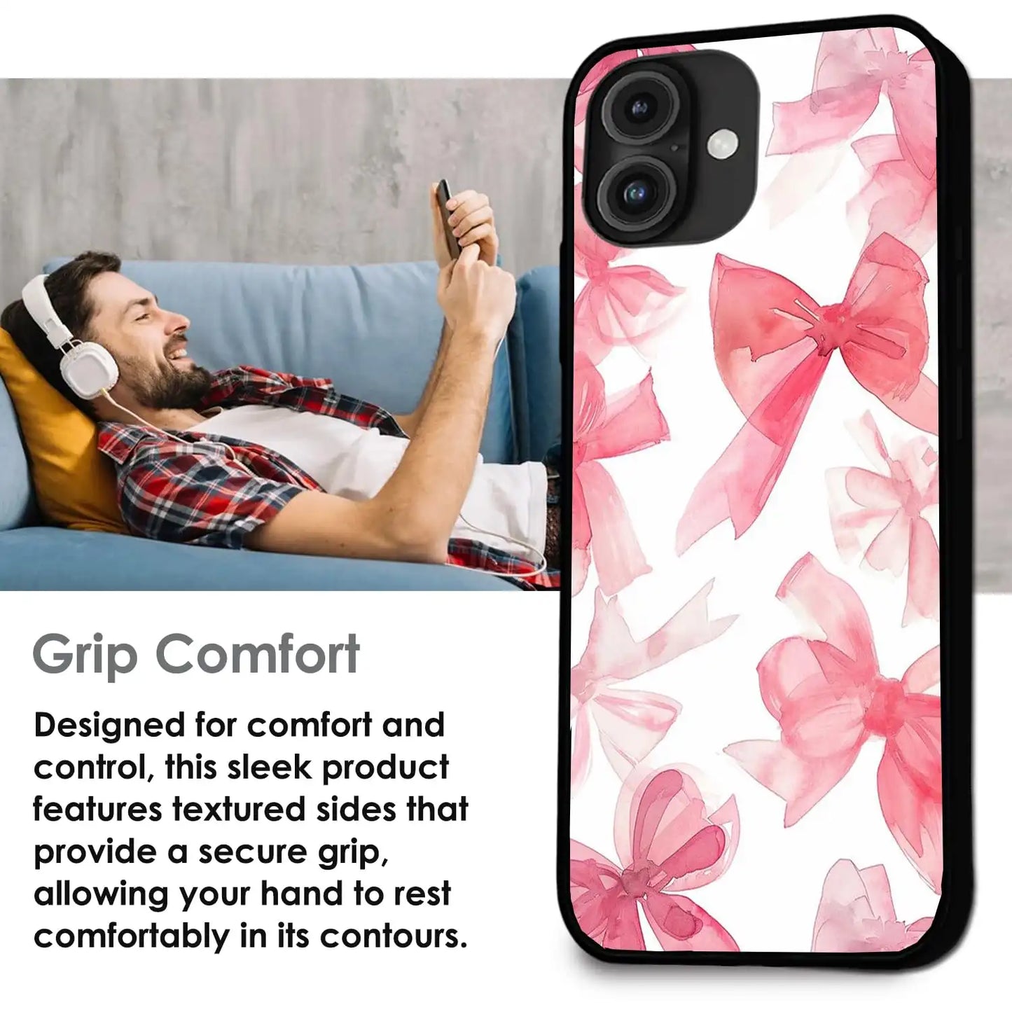 Cute Pink Bows - Glossy Metal Silicone Case For Apple iPhone Models