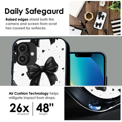 Polka Dot Bows - Glossy Metal Silicone Case For Apple iPhone Models