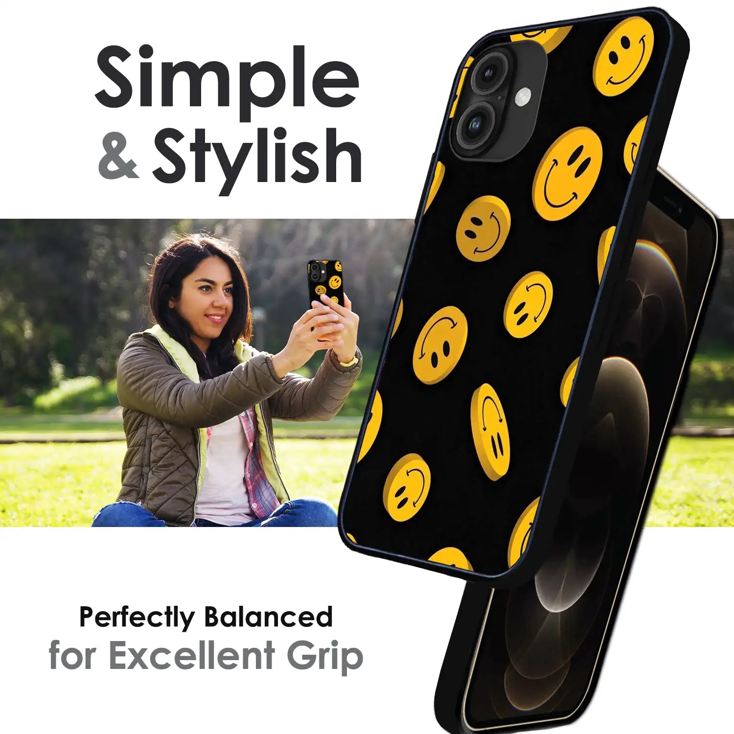 'Bold Smileys - Glossy Metal Silicone Case For Apple iPhone Infographic