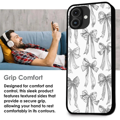 White Bows - Glossy Metal Silicone Case For Apple iPhone Models