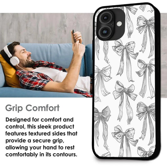 White Bows - Glossy Metal Silicone Case For Apple iPhone Models