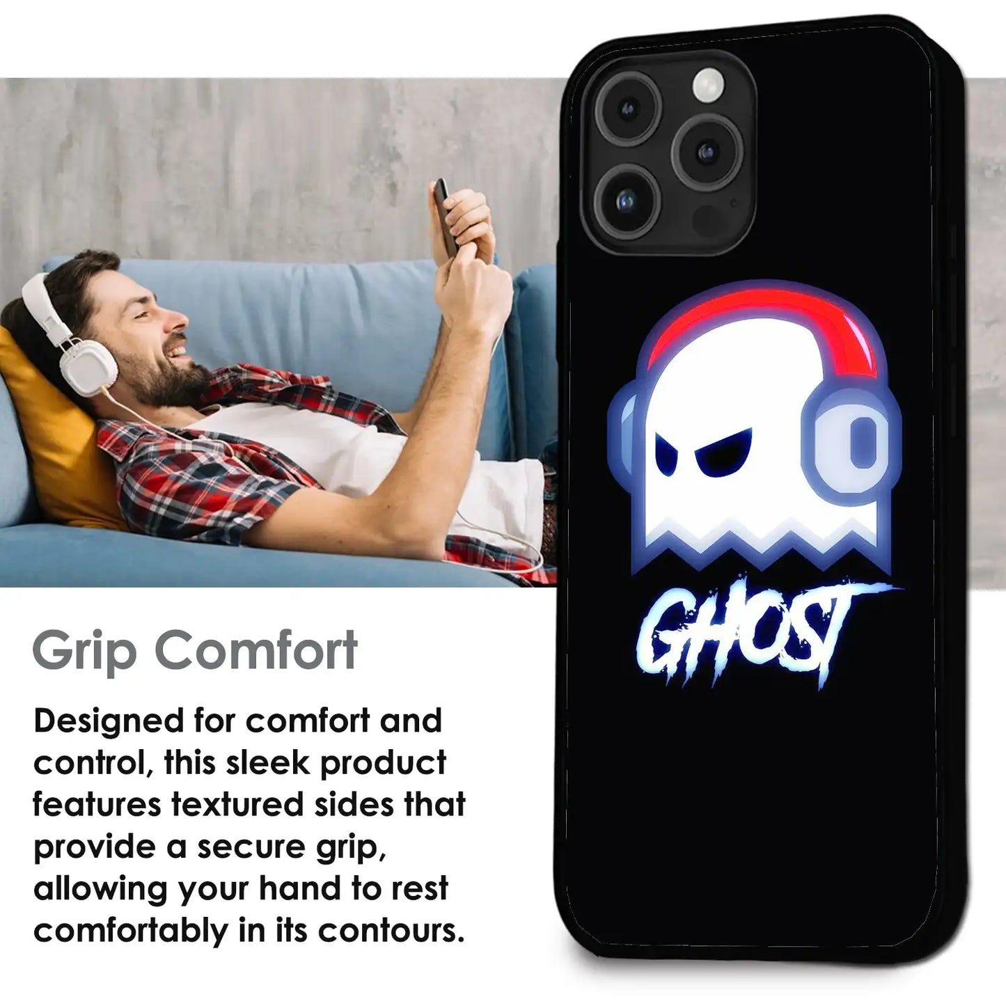 Neon Ghost Music Aesthetic - Glossy Metal Silicone Case For Apple iPhone Infographic