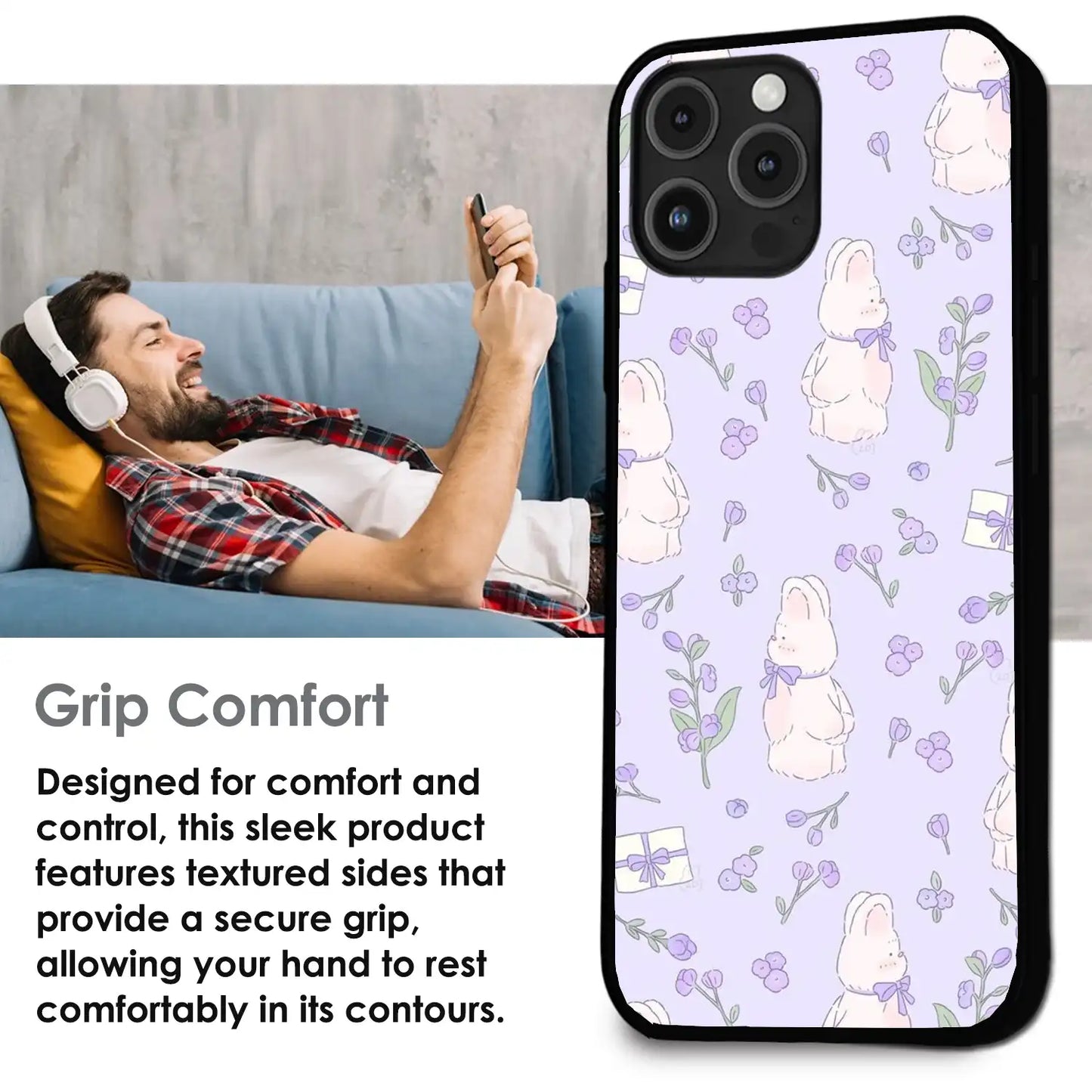 Lavender Bunny Gifts - Glossy Metal Silicone Case For Apple iPhone Infographic