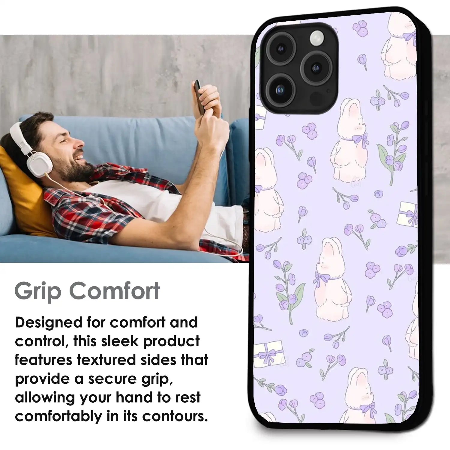 Lavender Bunny Gifts - Glossy Metal Silicone Case For Apple iPhone Infographic