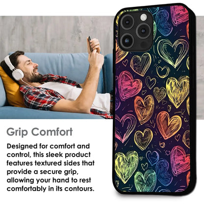 Neon Love Scribble - Glossy Metal Silicone Case For Apple iPhone Infographic