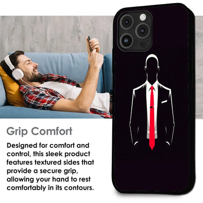 Red Tie Silhouette - Glossy Metal Silicone Case For Apple iPhone Infographic