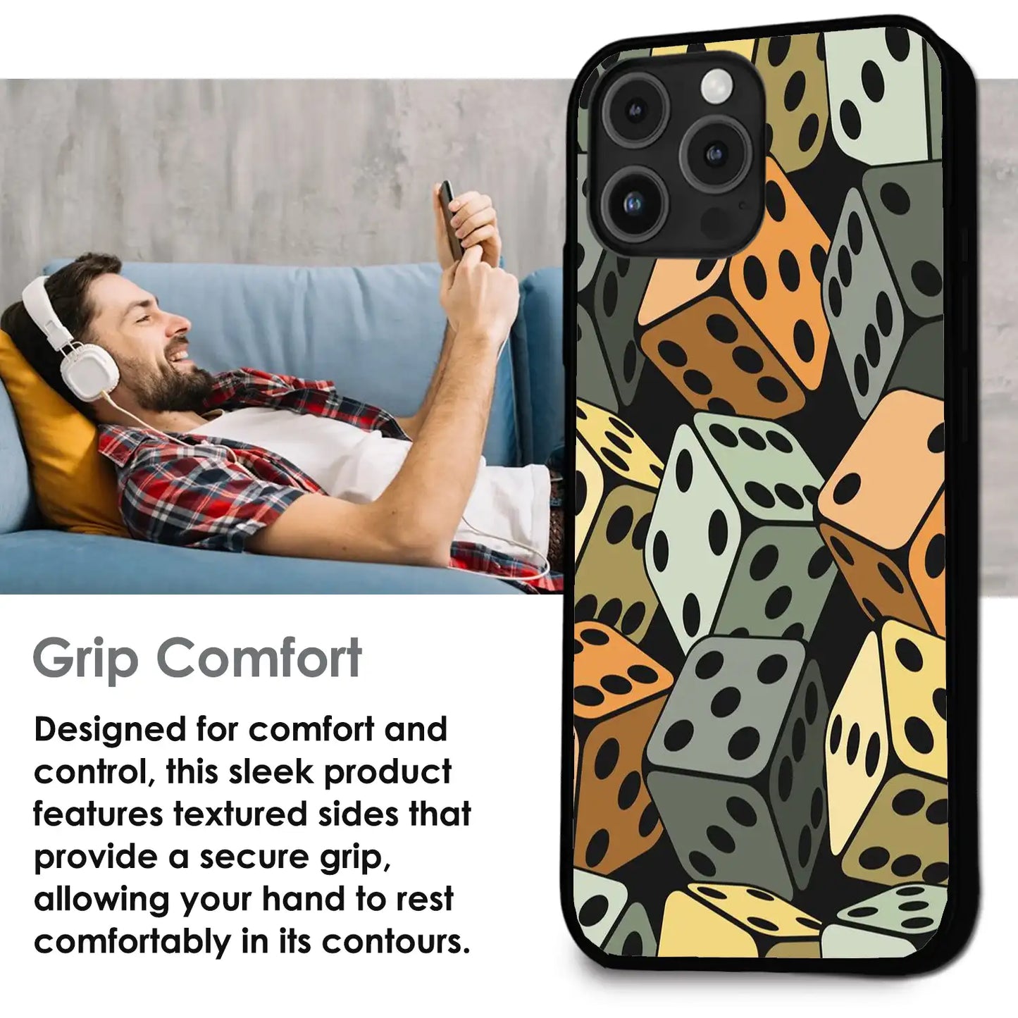 Dice - Glossy Metal Silicone Case For Apple iPhone Infographic