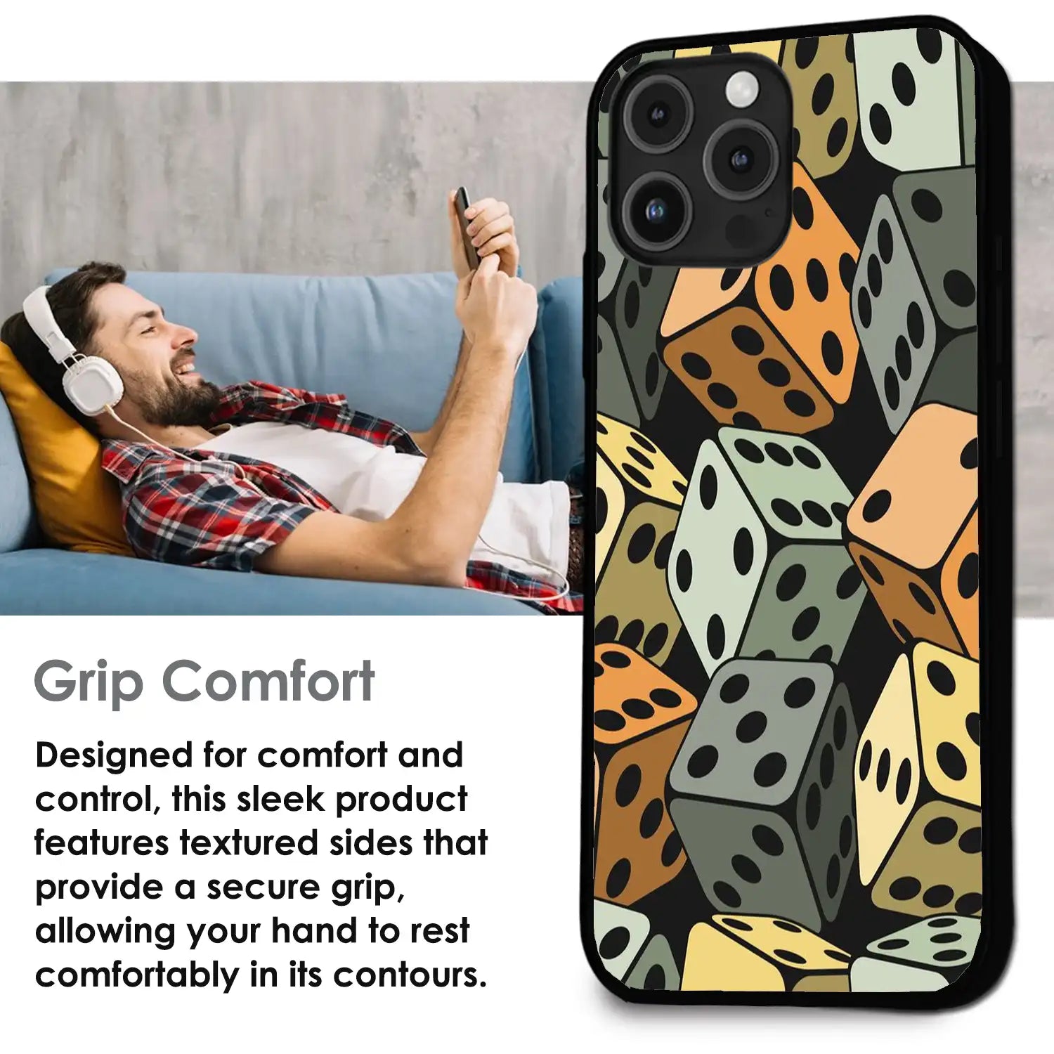 Dice - Glossy Metal Silicone Case For Apple iPhone Infographic