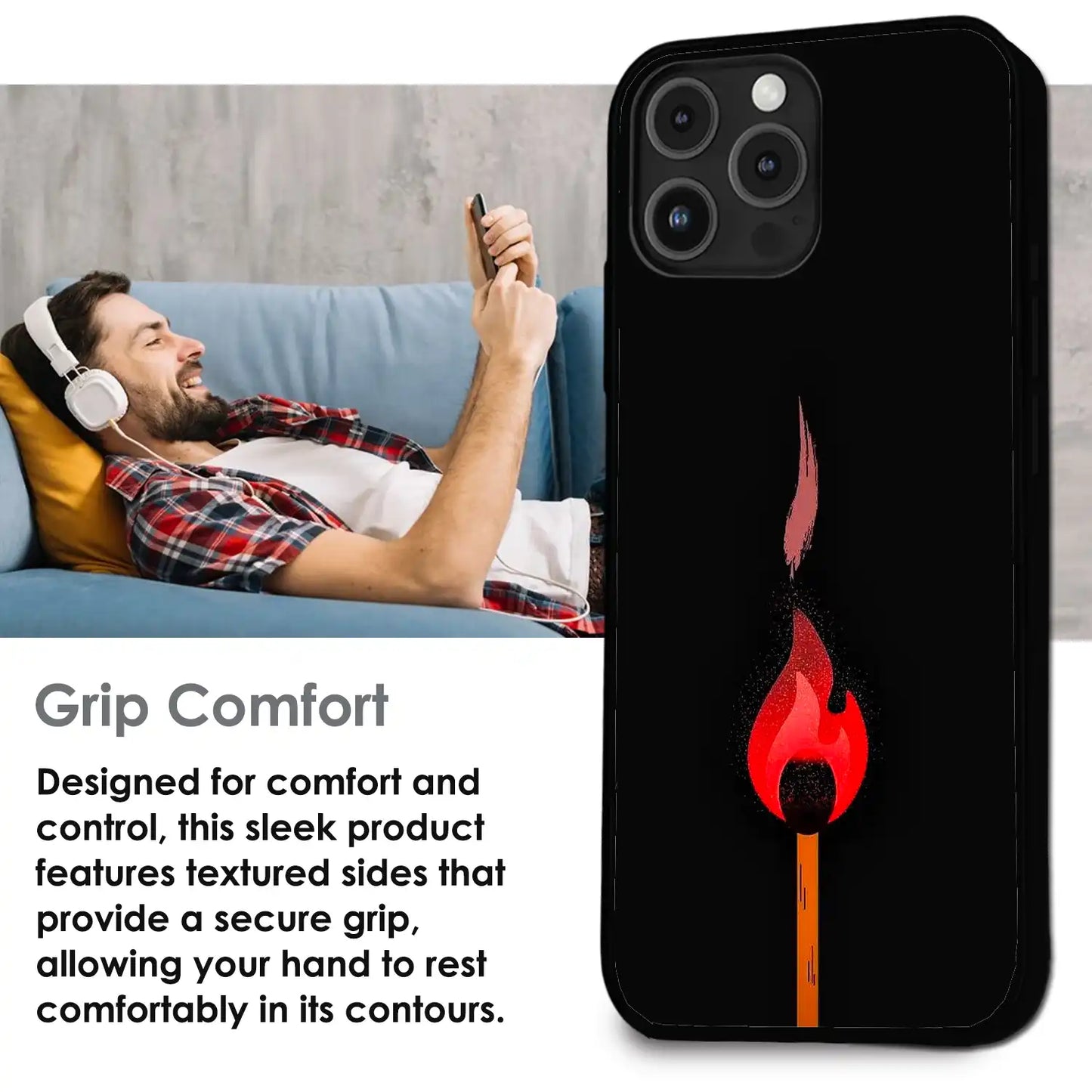 Burning Match - Glossy Metal Silicone Case For Apple iPhone Infographic