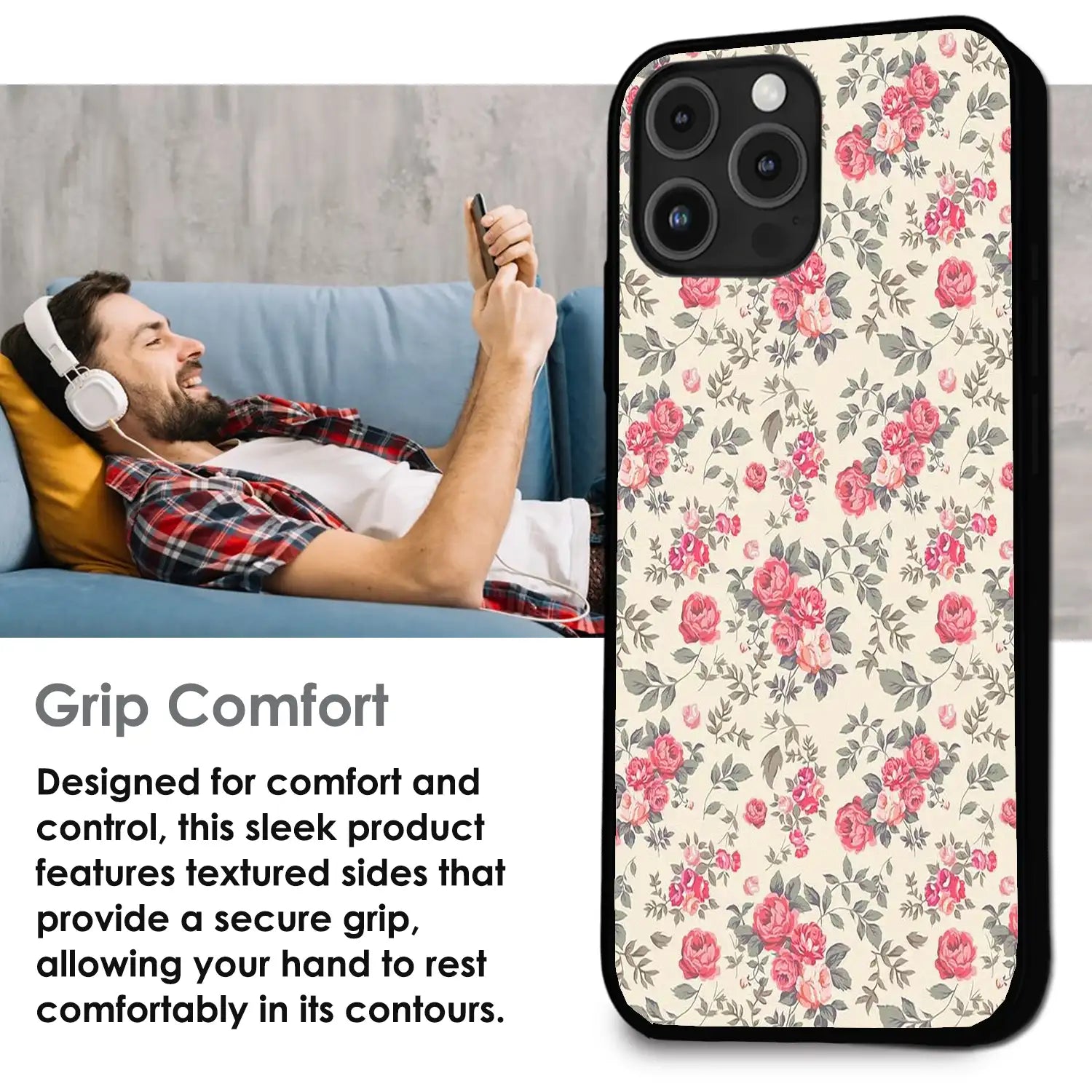 Vintage Rose Meadow - Glossy Metal Silicone Case For Apple iPhone Infographic