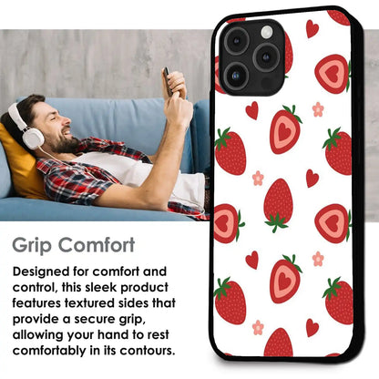 Strawberry - Glossy Metal Silicone Case For Apple iPhone Infographic