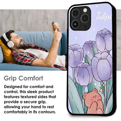 Tulip Bear Dreamscape - Glossy Metal Silicone Case For Apple iPhone Infographic