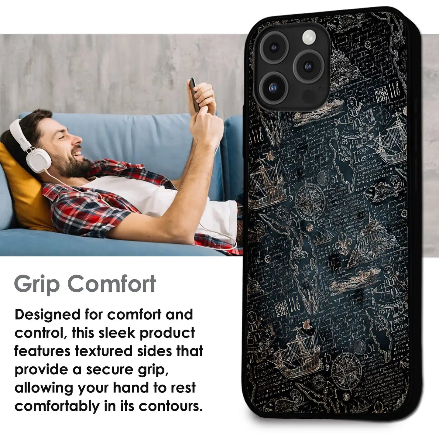 Vintage Explorer Map - Glossy Metal Silicone Case For Apple iPhone Infographic