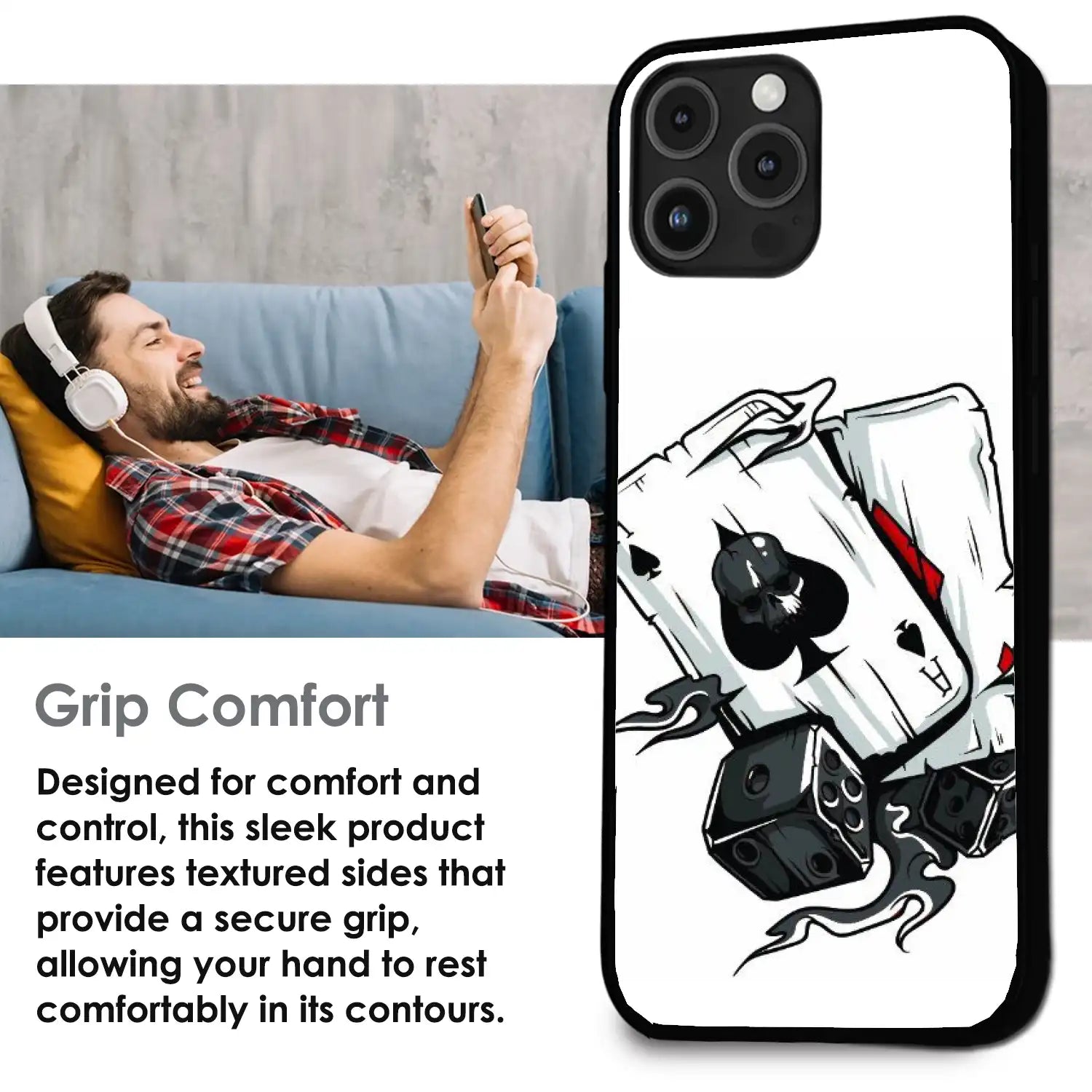 Aces & Dice - Glossy Metal Silicone Case For Apple iPhone Infographic