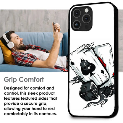Aces & Dice - Glossy Metal Silicone Case For Apple iPhone Infographic