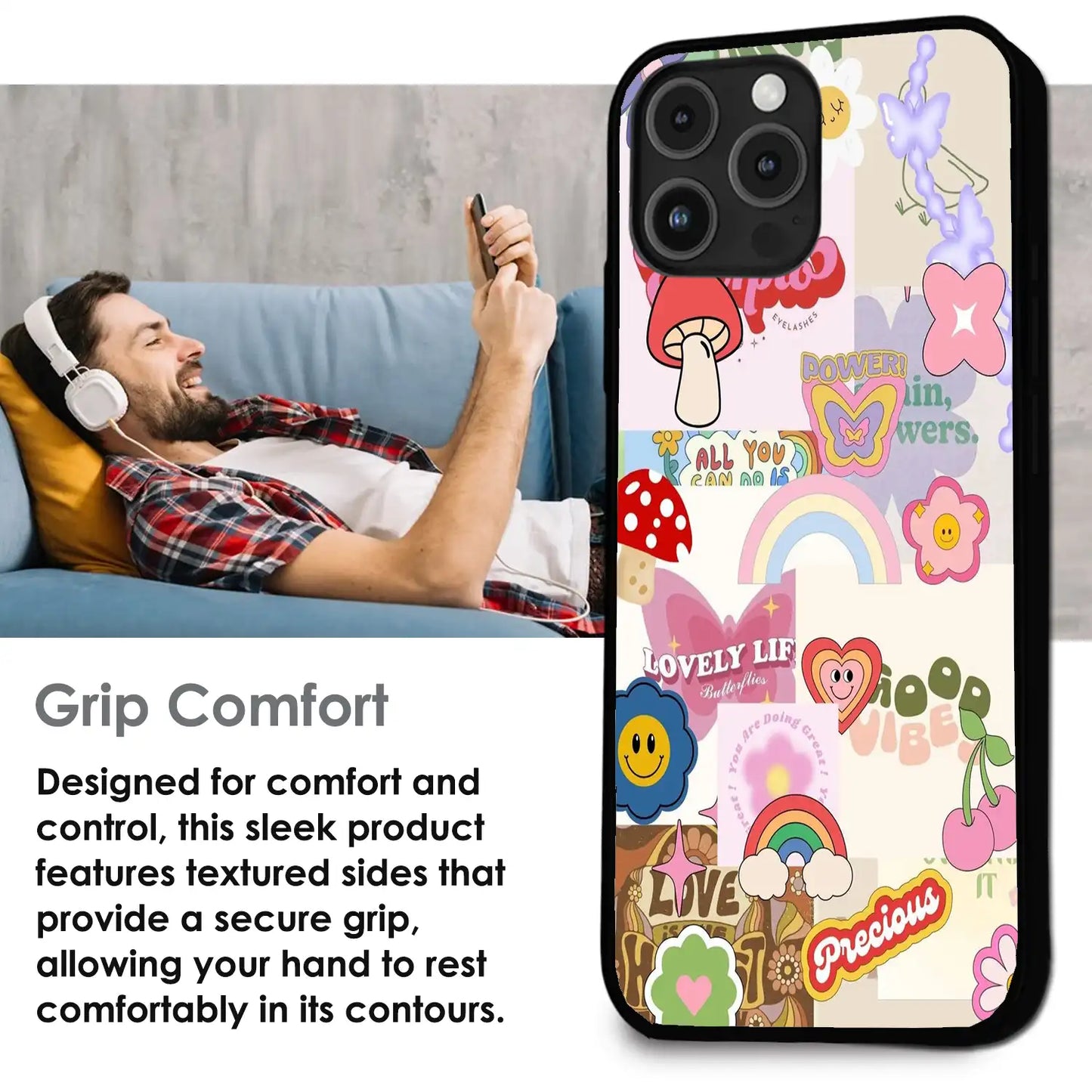 Kawaii Sticker Pop - Glossy Metal Silicone Case For Apple iPhone Infographic