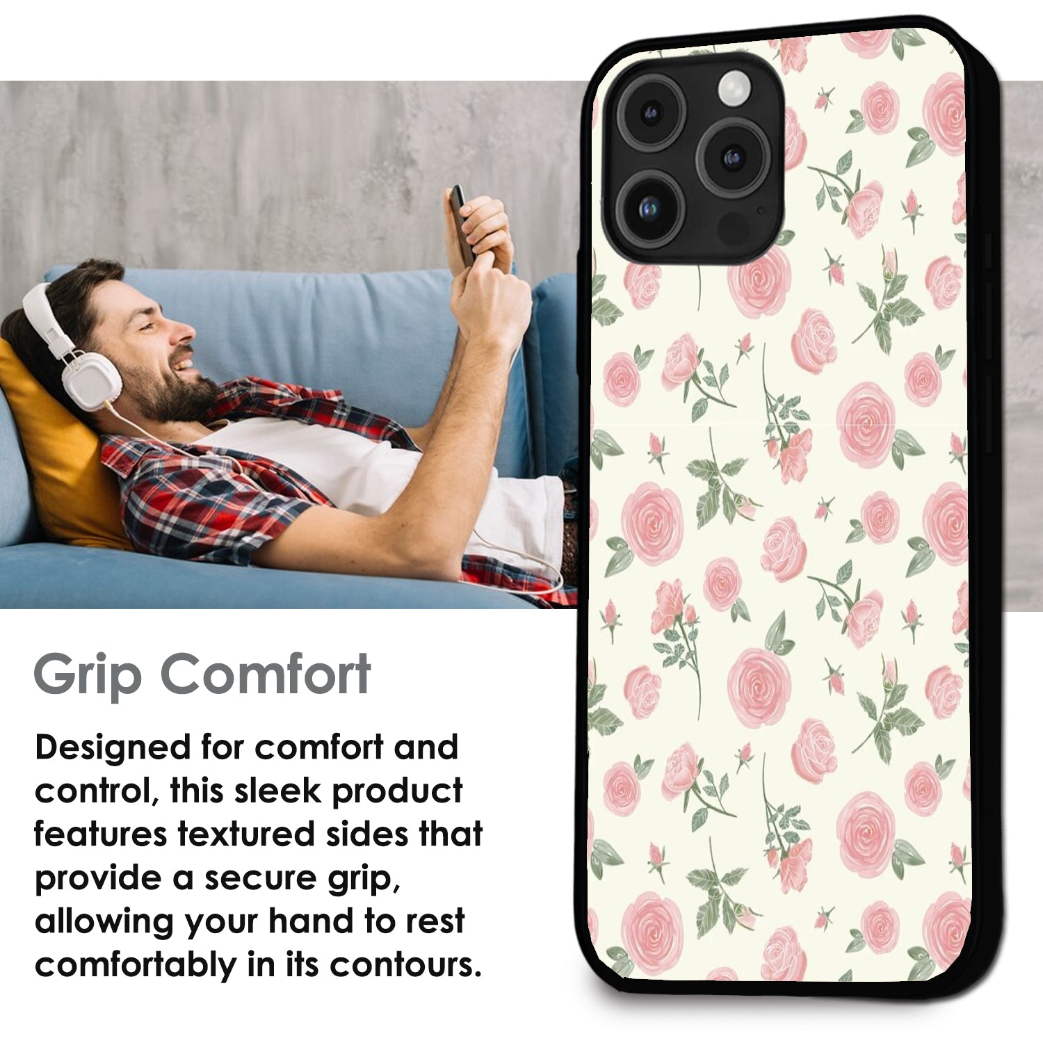 Soft Pink Rose Bloom - Glossy Metal Silicone Case For Apple iPhone Infographic