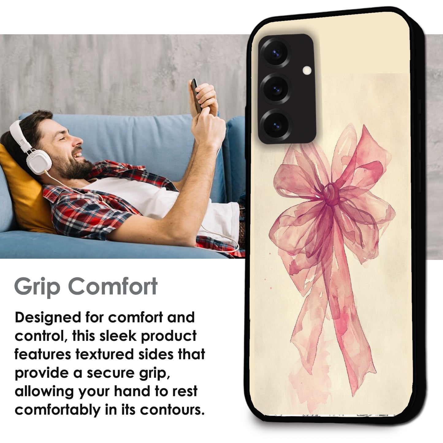 Pretty Pink Bows - Glossy Metal Silicone Cases for Samsung