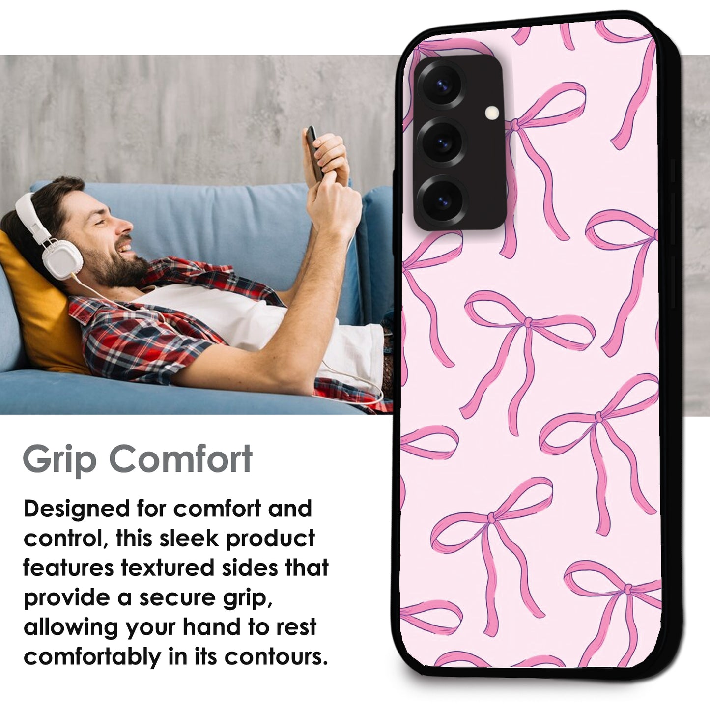 Pink Bows - Glossy Metal Silicone Cases for Samsung