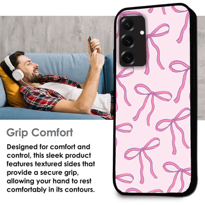 Pink Bows - Glossy Metal Silicone Cases for Samsung