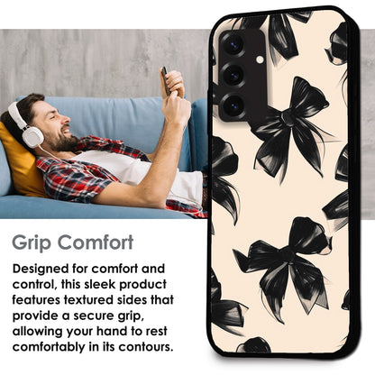 Black Bows - Glossy Metal Silicone Cases for Samsung