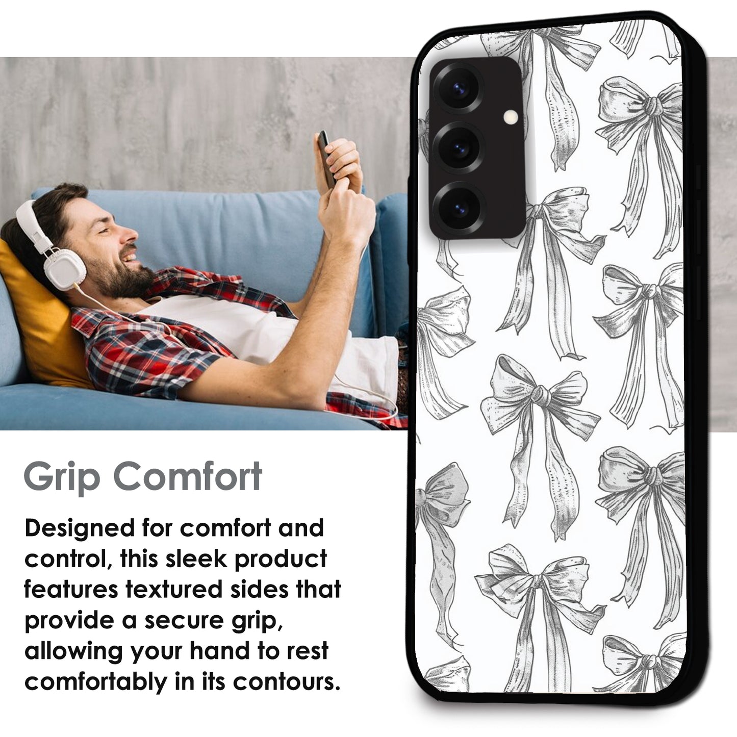 White Bows - Glossy Metal Silicone Cases for Samsung