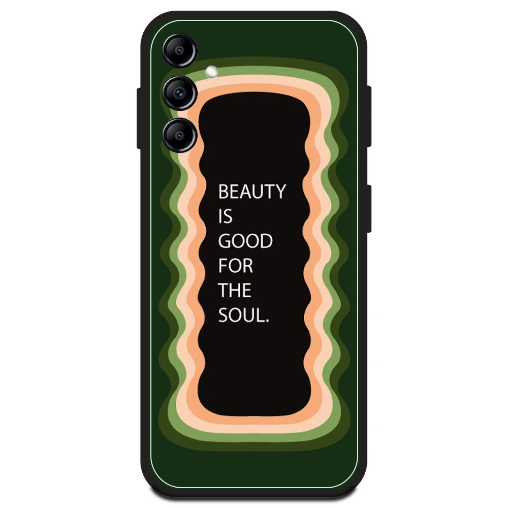 'Beauty Is Good For The Soul' - Olive Green Armor Case For Samsung Models Samsung A14 5G