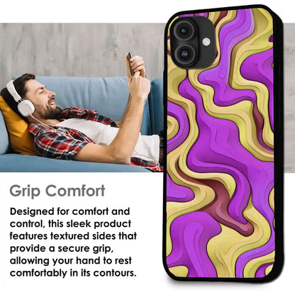 'Wavy Swirl - Glossy Metal Silicone Case For Apple iPhone Infographic
