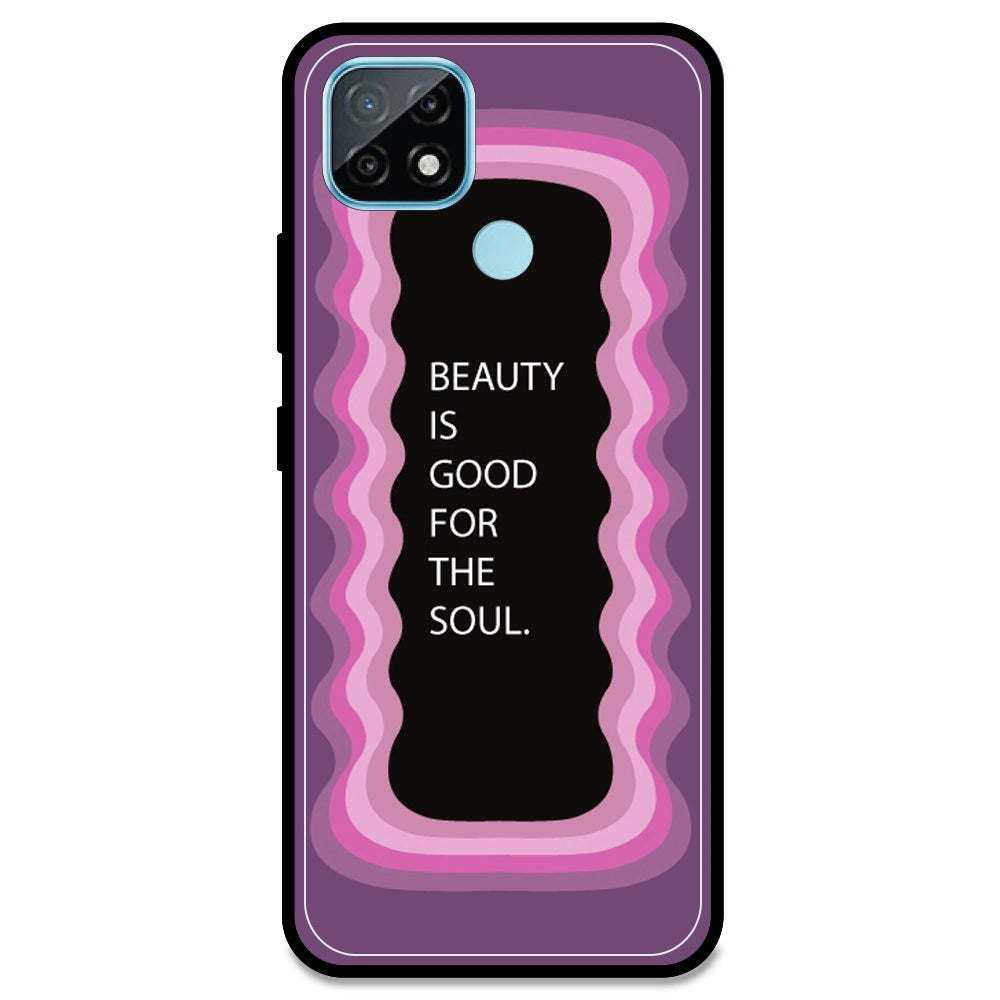 'Beauty Is Good For The Soul' - Pink Armor Case For Realme Models Realme C21 (2021)