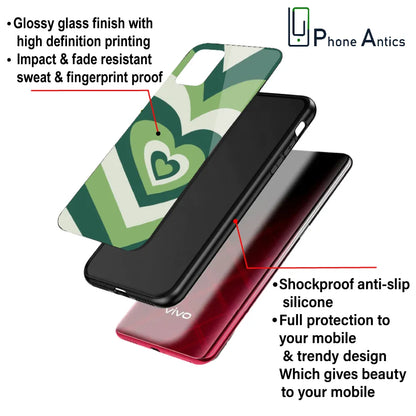 'Dark Green Hearts - Glass Case For Apple iPhone Infographic