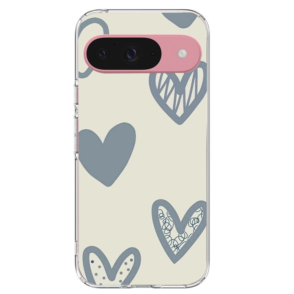 Light Blue Hearts - Printed Silicone Case For Google Pixel Infographic