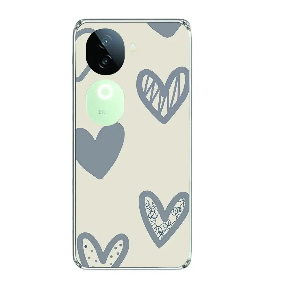 Light Blue Hearts - Printed Silicone Case For IQOO Infographic