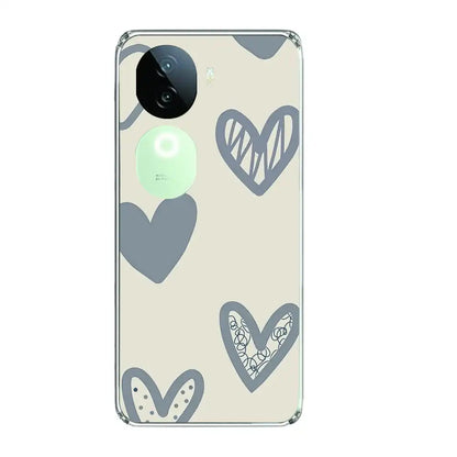Light Blue Hearts - Printed Silicone Case For IQOO Infographic