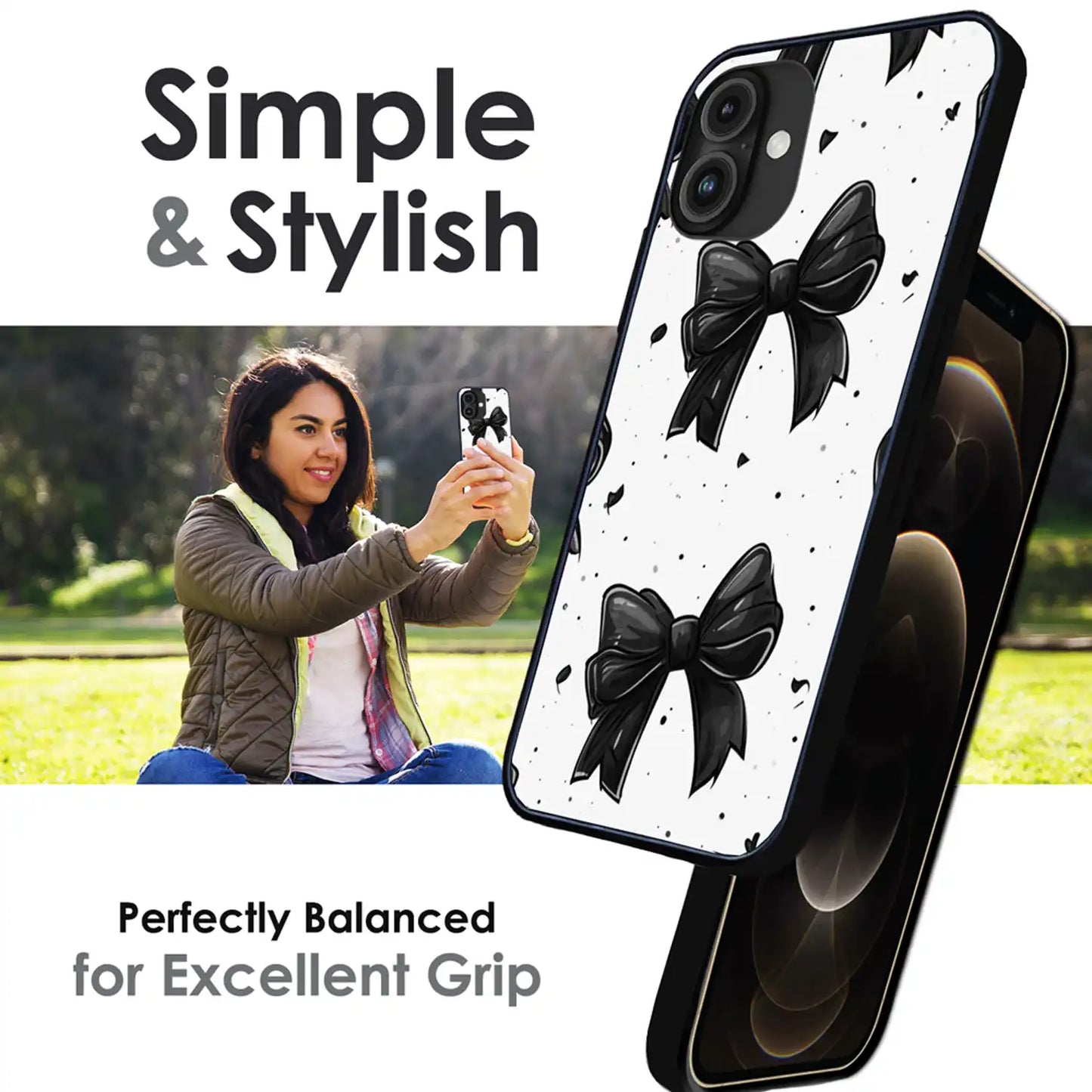 Polka Dot Bows - Glossy Metal Silicone Case For Apple iPhone Models