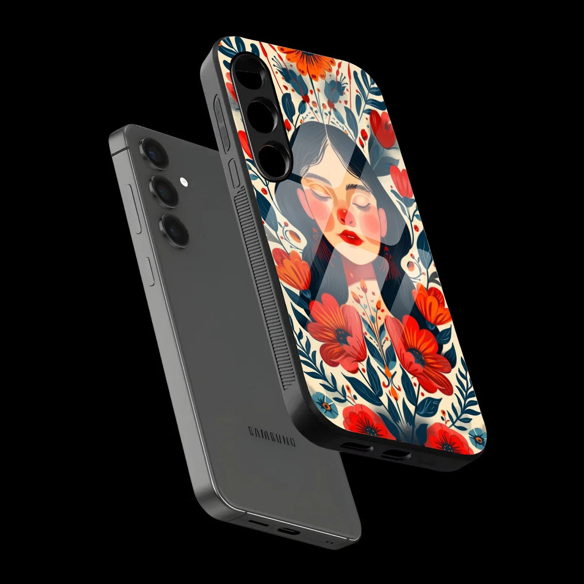 Floral Muse Portrait - Glass Case For Samsung Galaxy Infographic
