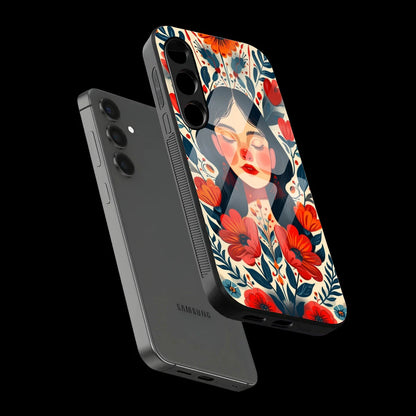Floral Muse Portrait - Glass Case For Samsung Galaxy Infographic