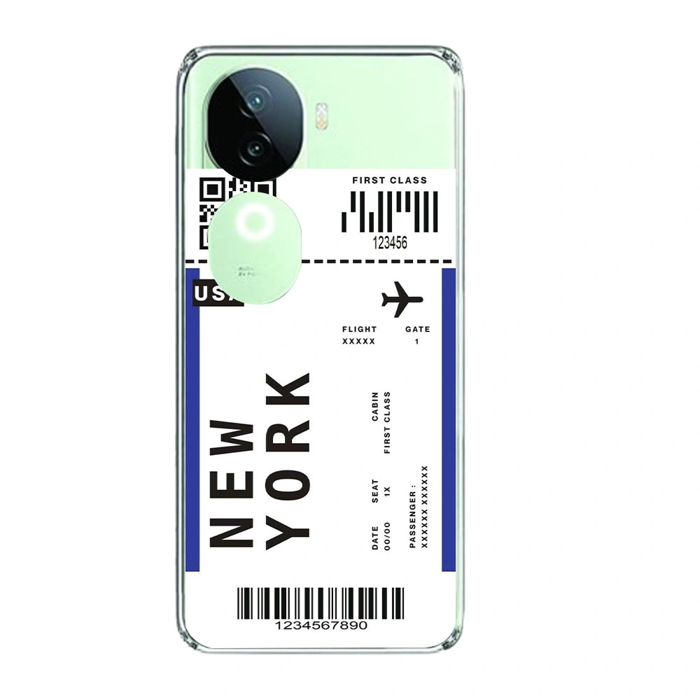 New York Ticket - Clear Printed Silicone Case For IQOO Infographic